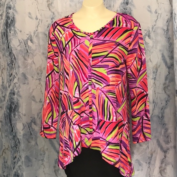 Peck & Peck abstract colorful stretch top - Picture 1 of 6